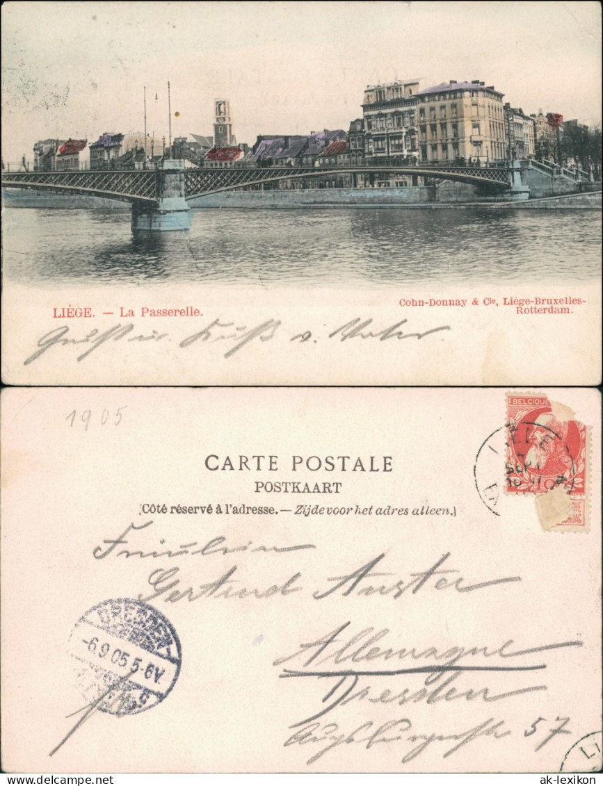 Postkaart Lüttich Luik  wallonisch: Lîdje La Passerelle 1905