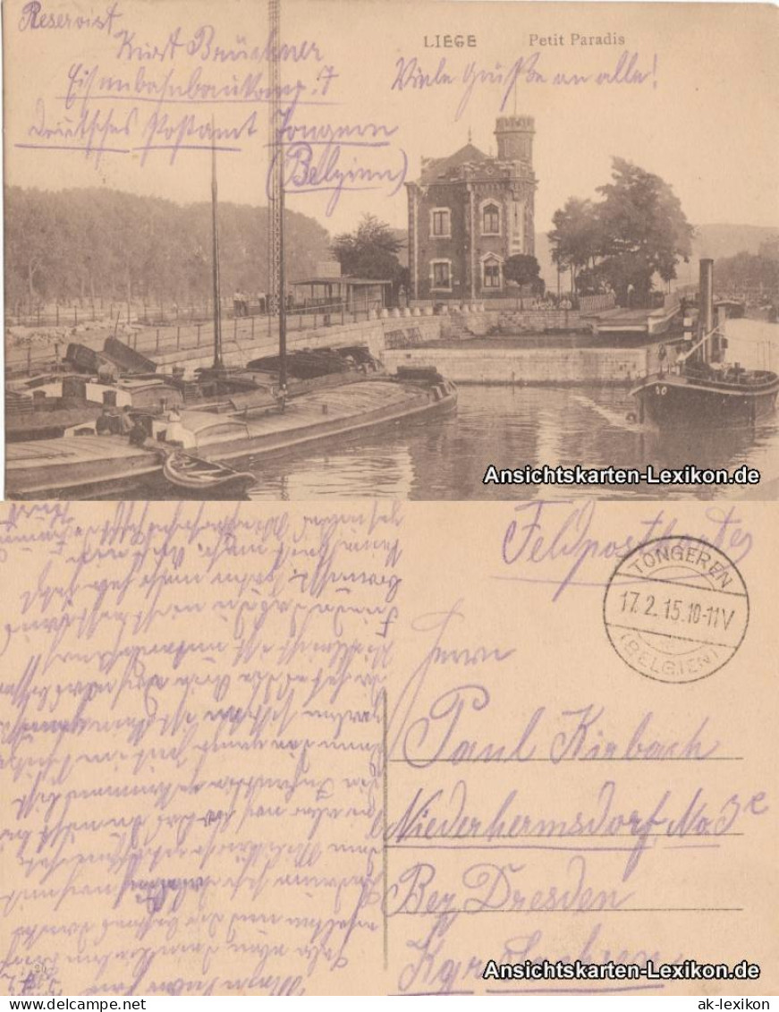 Postkaart Lüttich Luik  wallonisch: Lîdje Petit Paradis 1915