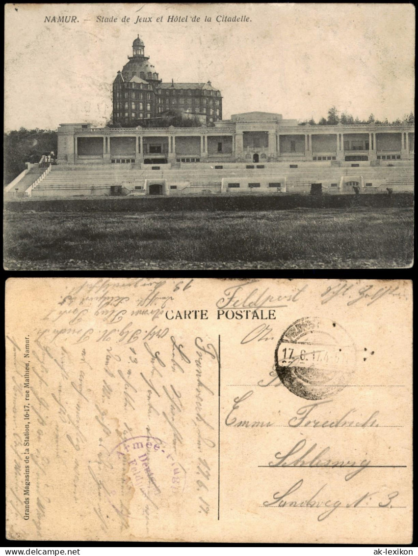 Postkaart Namur Namen Stade de Jeux et Hôtel de la Citadelle. 1917