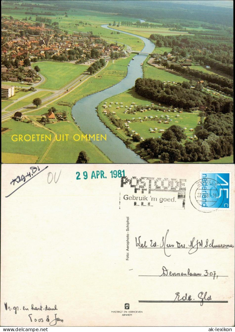 Postkaart Ommen Luftbild des Ortes 1981