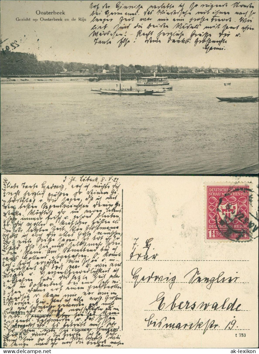 Postkaart Oosterbeek-Renkum Stadt und Schiffe 1922