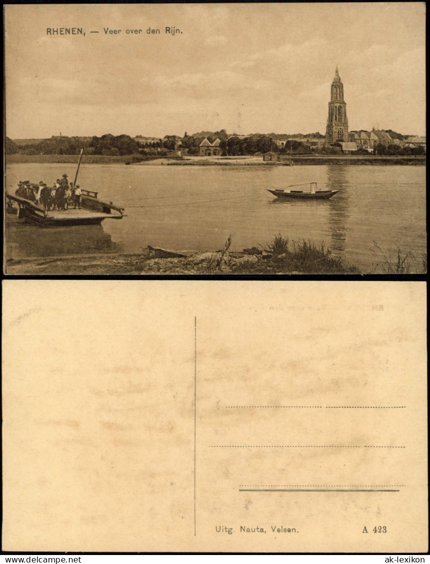 Postkaart Rhenen Veer over den Rijn, Panorama-Ansicht 1910