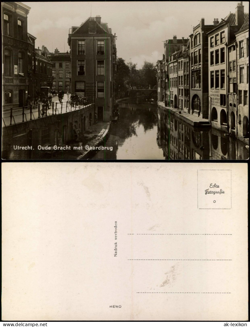 Postkaart Utrecht Utrecht Oude Gracht met Gaardbrug - Fotokarte 1938