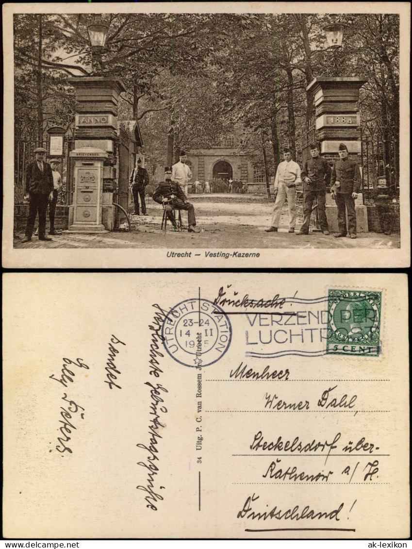 Postkaart Utrecht Utrecht Vesting-Kazerne, Soldaten 1935