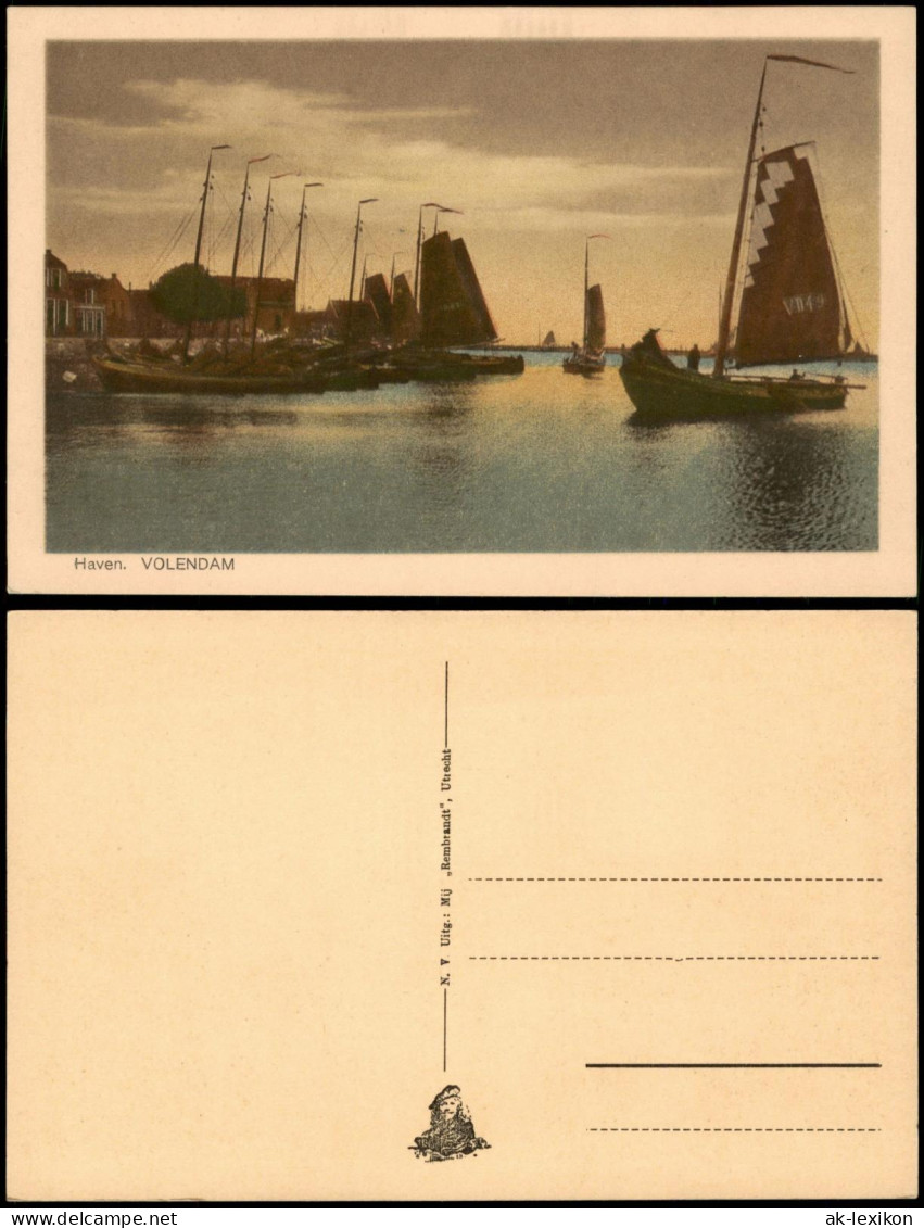 Postkaart Volendam-Edam-Volendam Hafen, Segelboote 1925