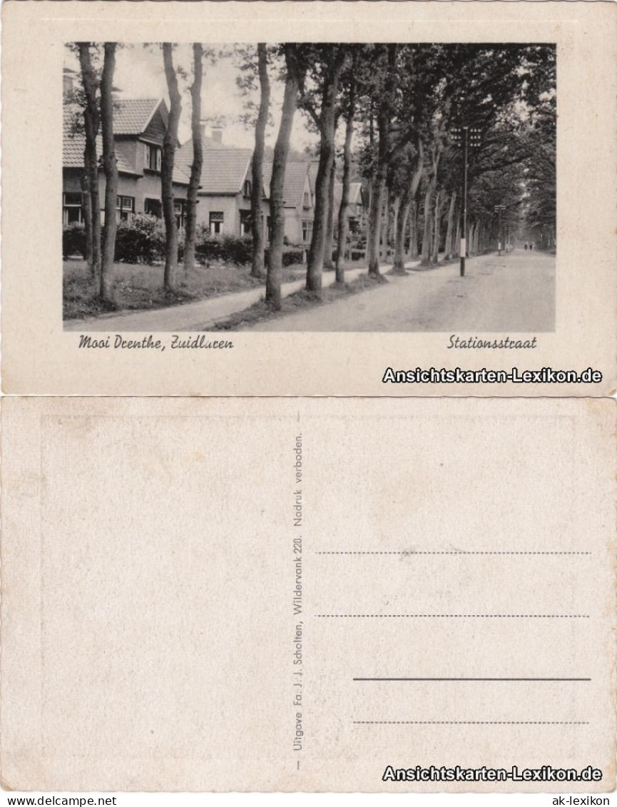 Postkaart Zuidlaren Zuudlaoren Stationsstraat 1936