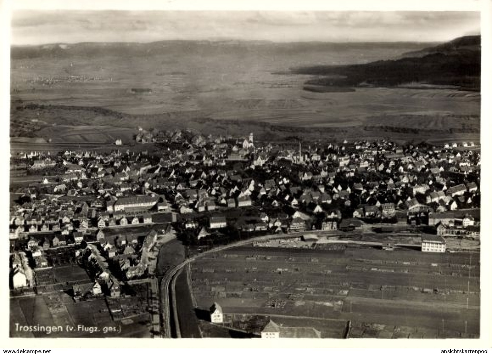 Postkarte Trossingen auf der Baar, Luftaufnahme