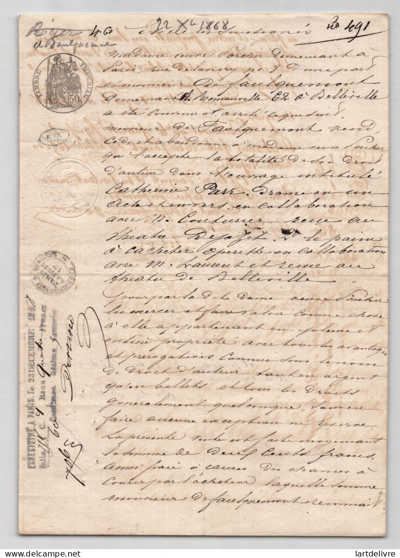 Pouvoir manuscrit signé Paul de Faulquemont – Collection 24 auteurs & musiciens
