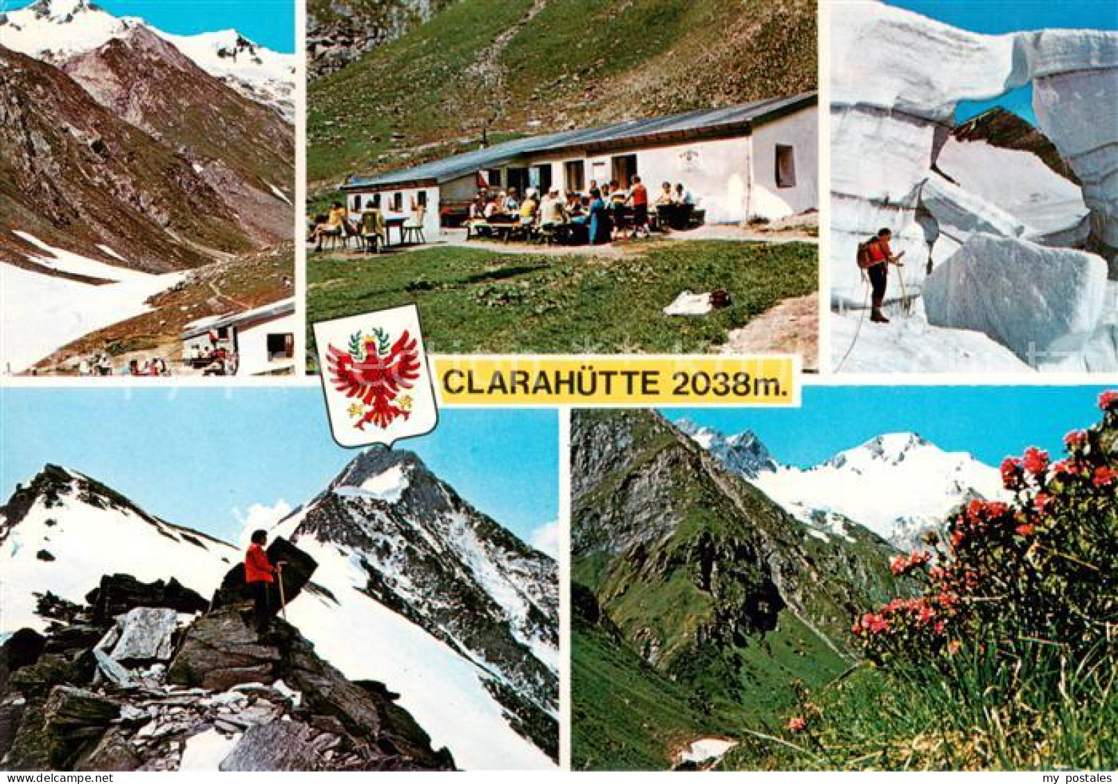 Praegraten Grossvenediger AT Clarahuette Bergsteiger Panorama