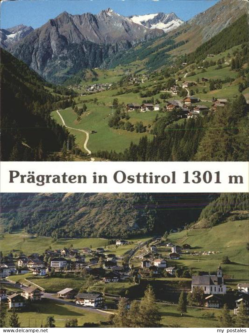 Praegraten Grossvenediger Panorama mit Dorfkirche und Alpenblick