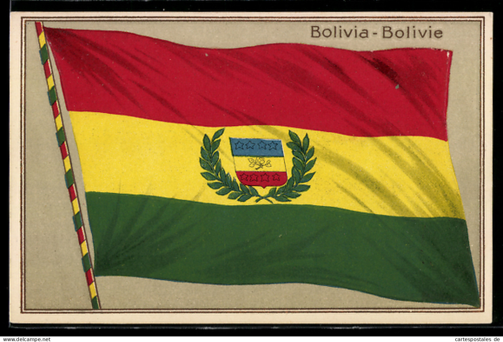 Präge-AK Bolivien, Flagge mit Wappen