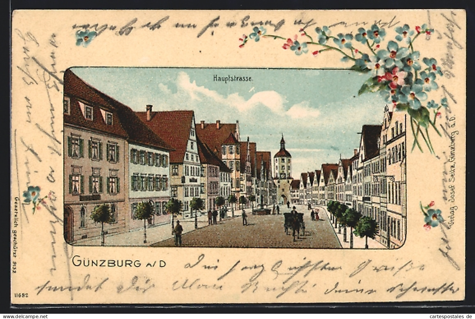 Präge-Lithographie Günzburg a. D., Hauptstrasse mit Tor