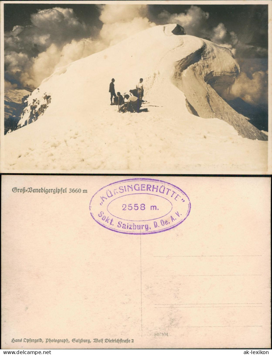 Prägraten am Großvenediger Großvenediger Bergsteiger Gipfel Alpen Fotokarte 1928