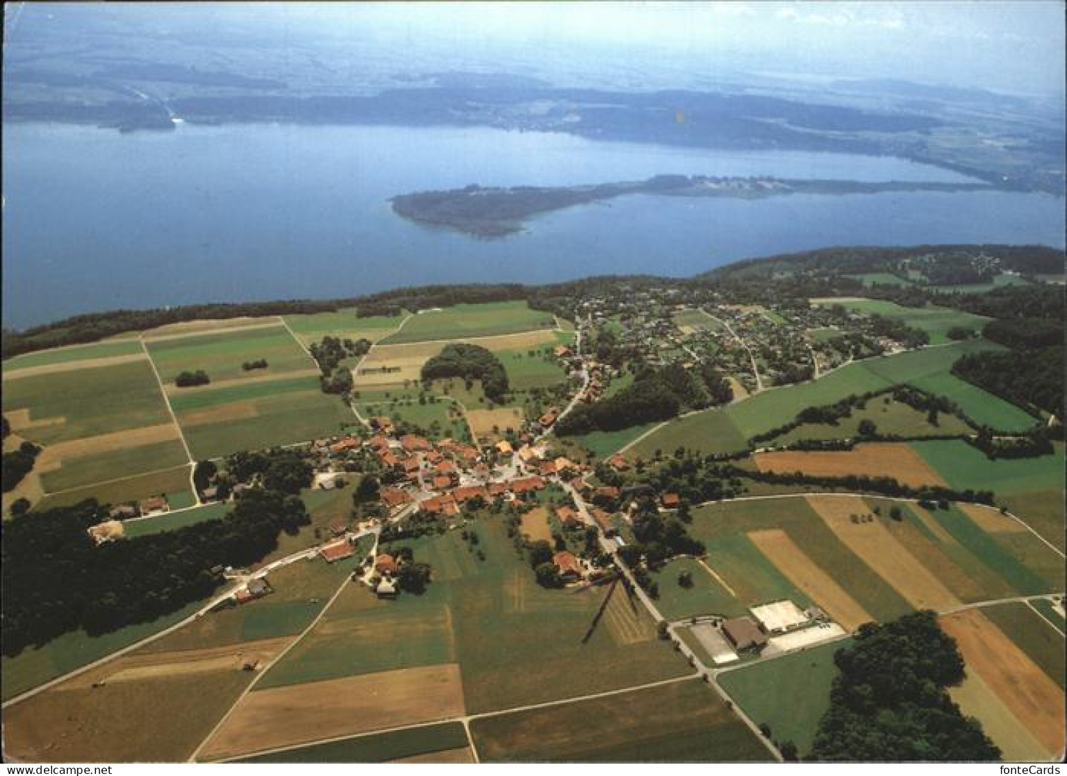 Preles Fliegeraufnahme Lac de Bienne St- Petersinsel Bielersee