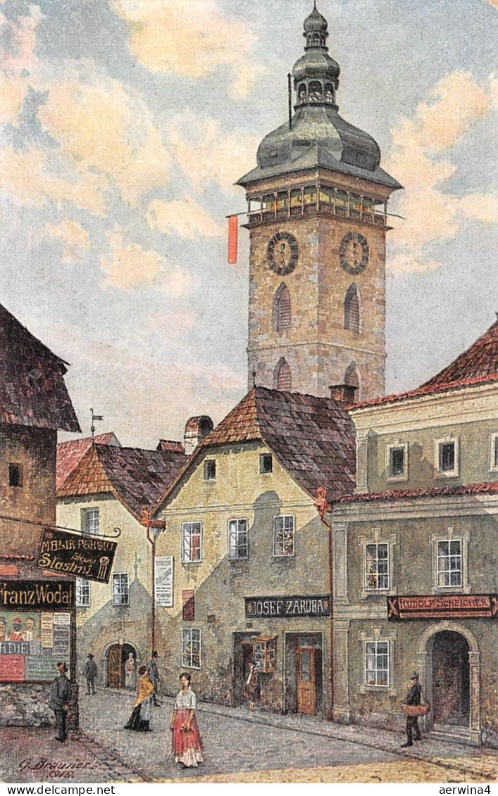 Priestergasse Budweis Böhmen Mähren Postkarte