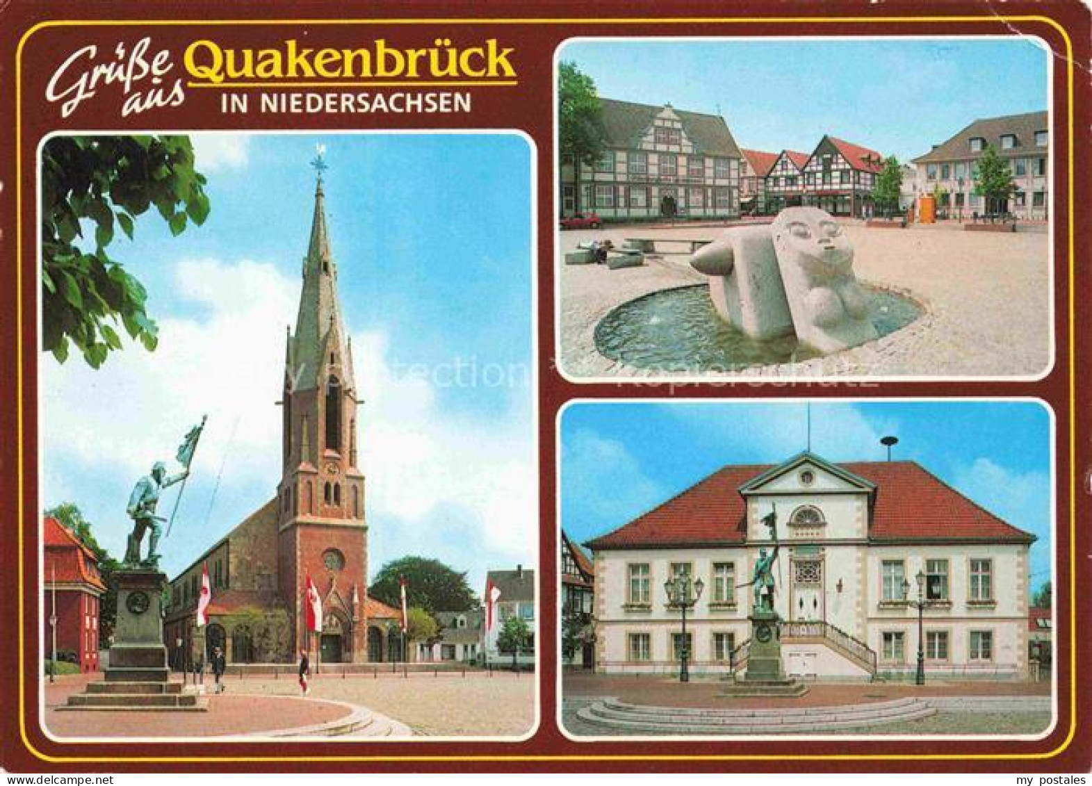 Quakenbrueck Niedersachsen Kirche Marktplatz Brunnen Rathaus