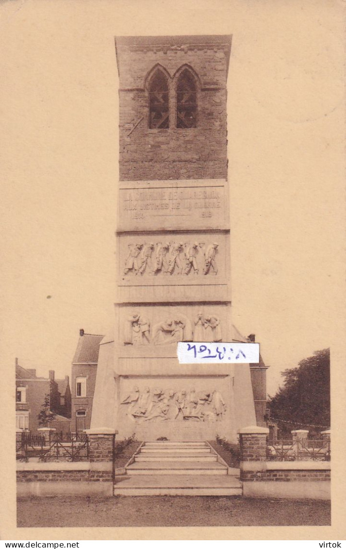 Quaregnon : vielle tour et monumet  ( ecrit  1934  avec timbre )