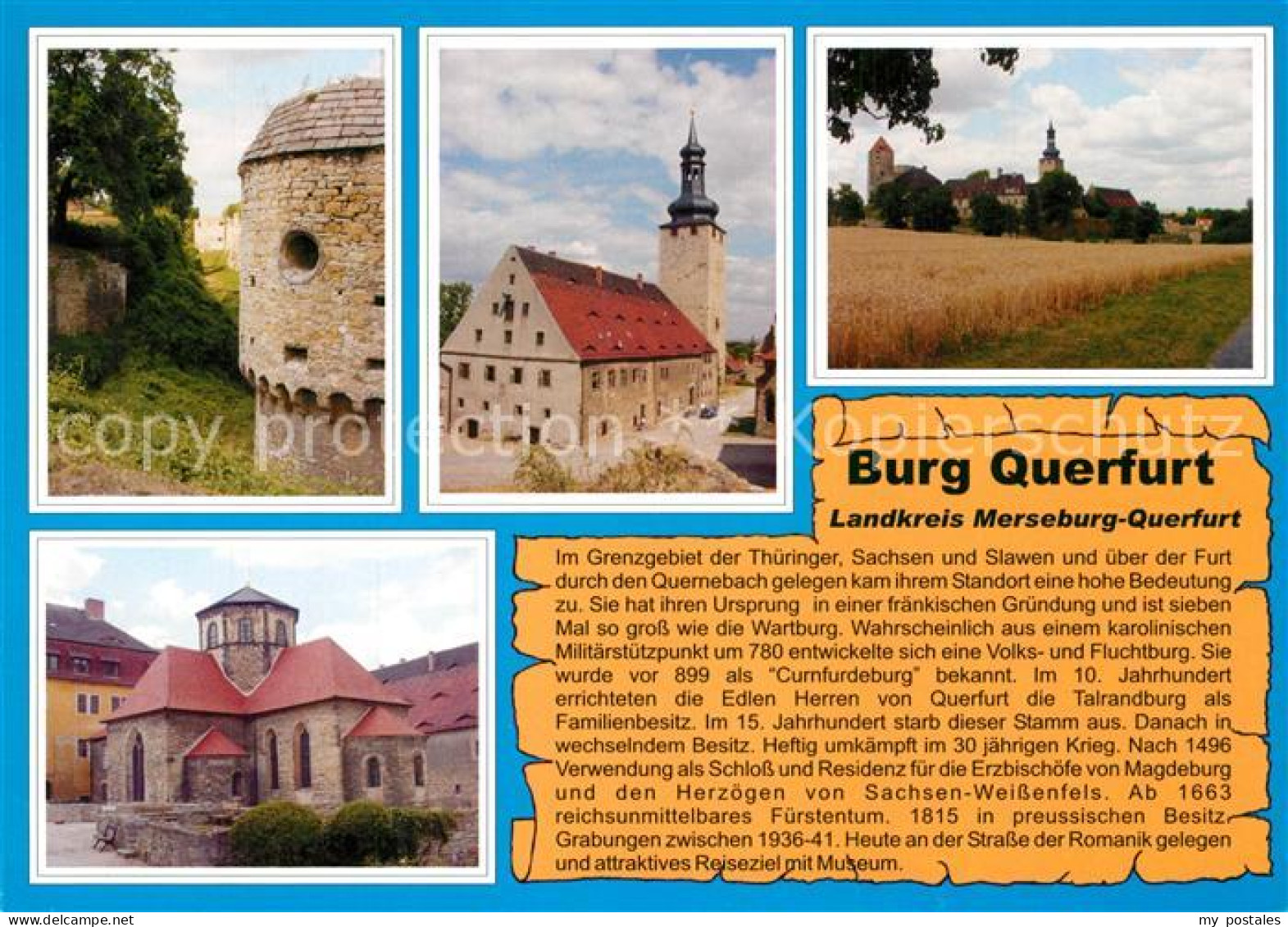 Querfurt Burg Querfurt Vorwerk Kornhaus mit Pariser Turm Gesamtansicht Kirche