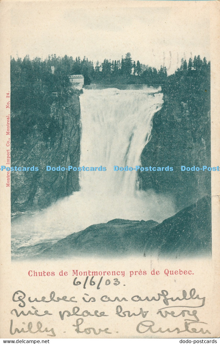R013814 Chutes de Montmorency pres de Quebec Montreal Import 1903 B Hopkins