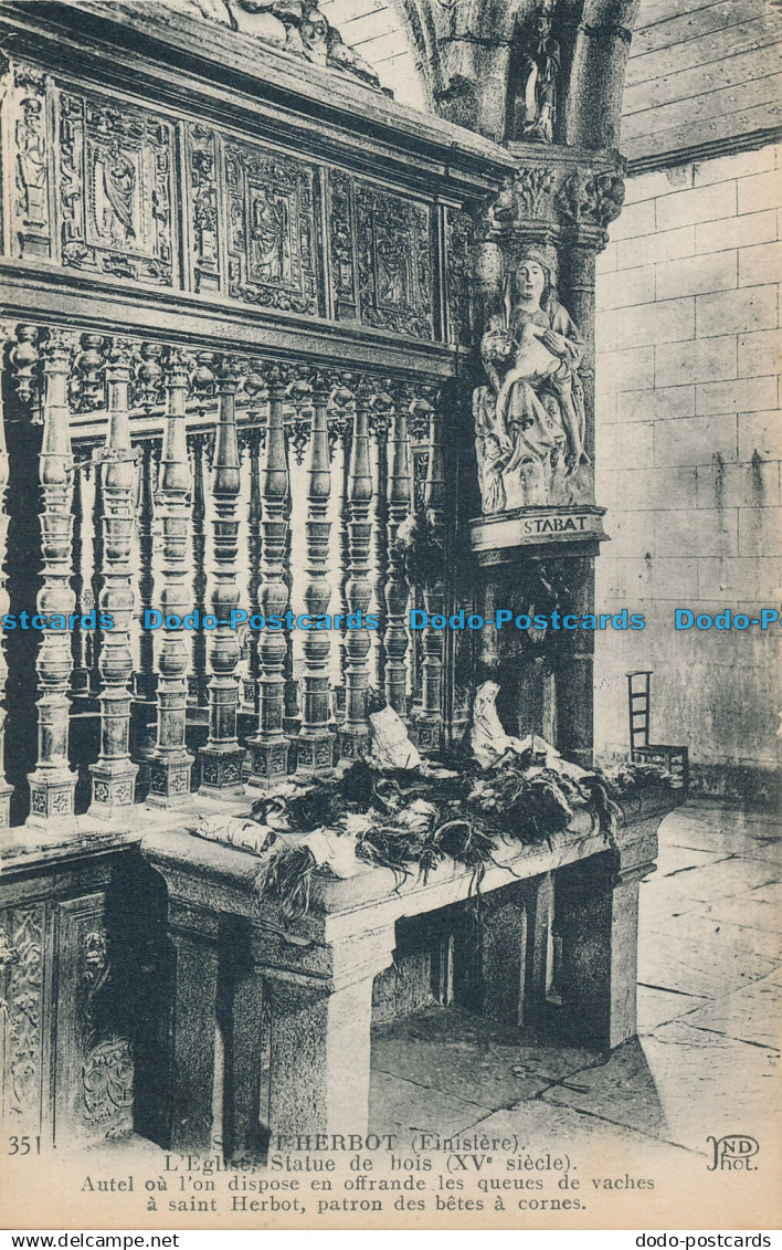 R018309 Saint Herbot. Finistere. L Eglise Statue de Bois XVe Siecle. Neurdein Re