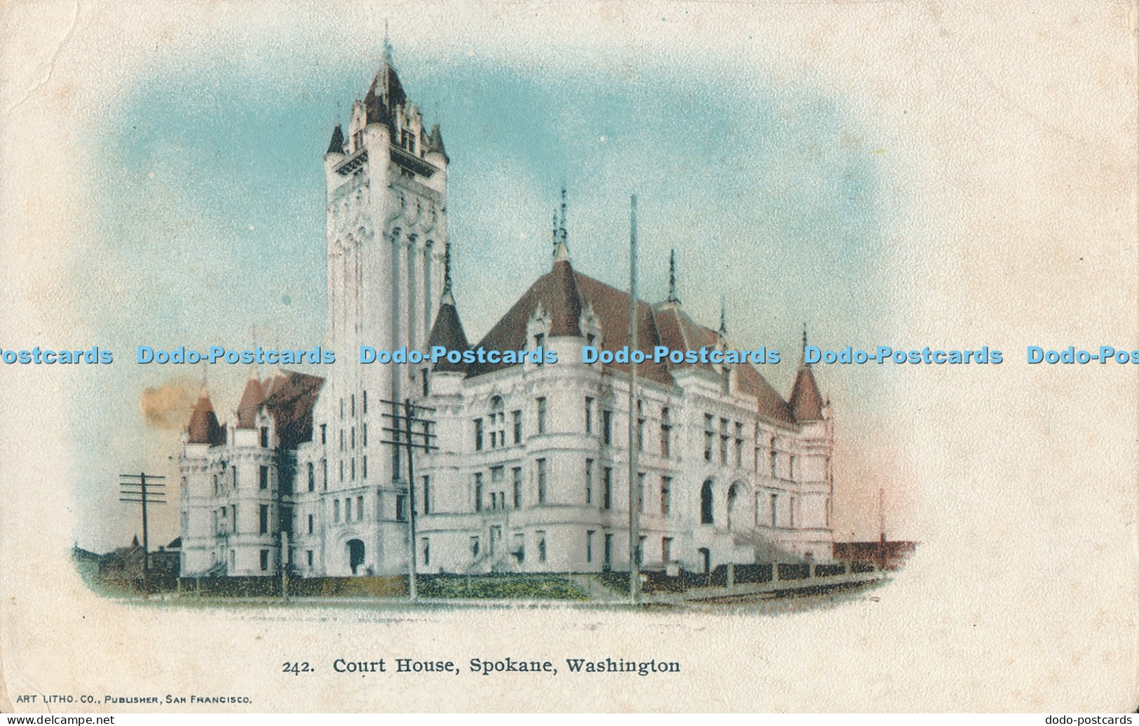 R018597 Court House Spokane Washington Art Litho