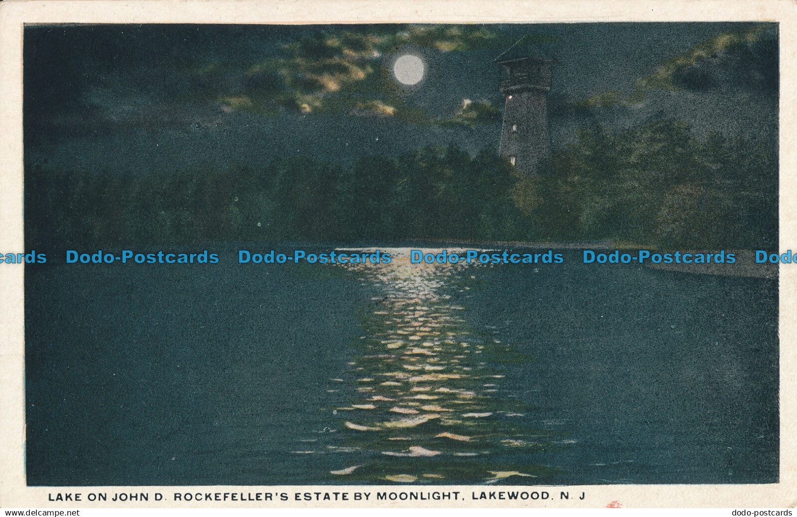 R019240 Lake on Joh D. Rockefellers Estate by Moonlight. Lakewood. N. J