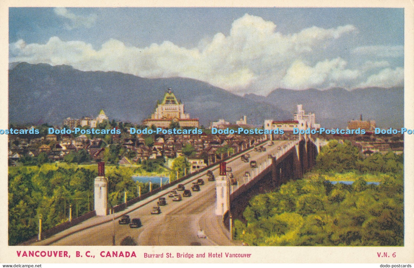 R021051 Vancouver B C Canada Burrard Street Bridge and Hotel Vancouver