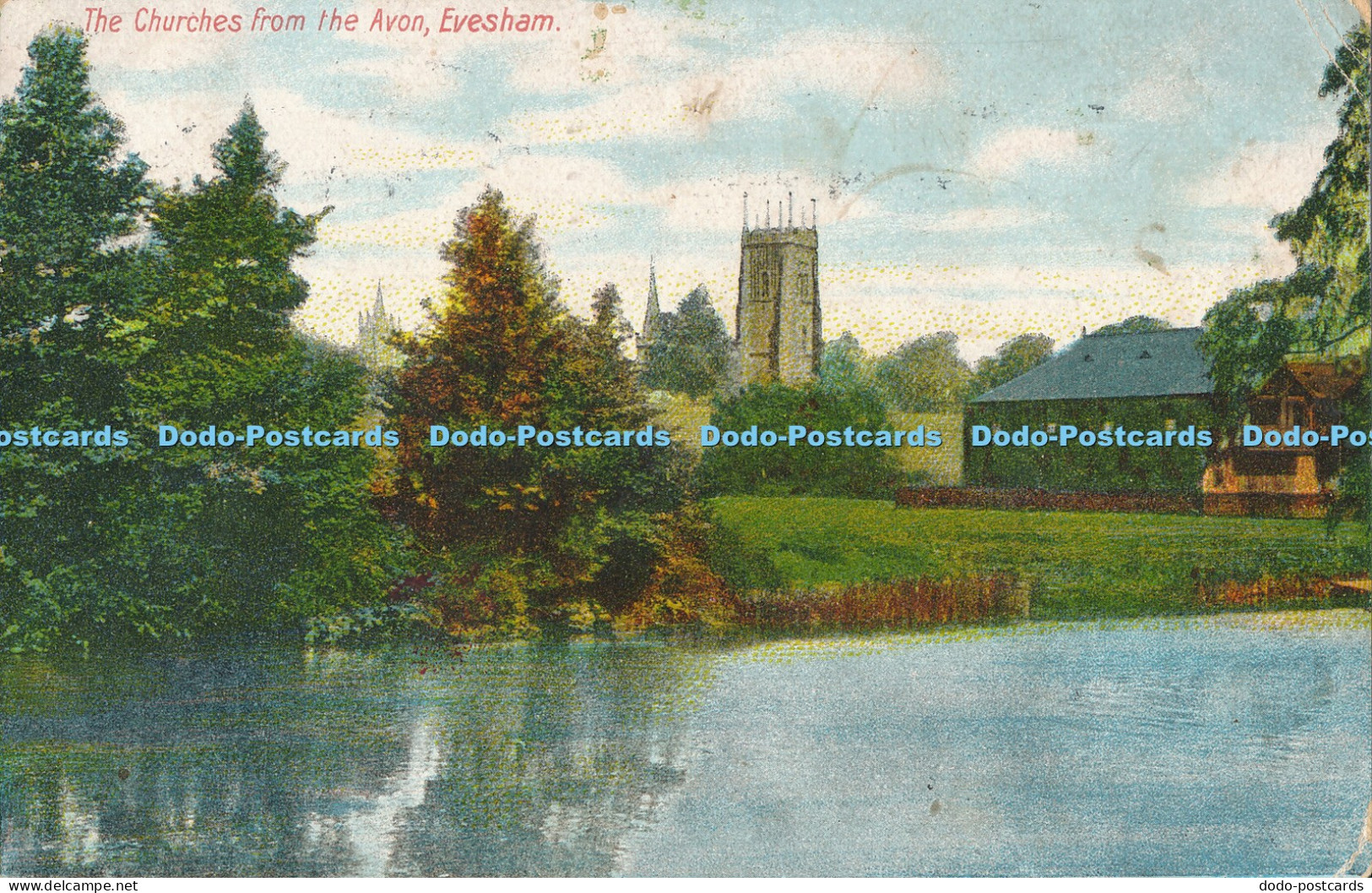 R026206 The Churches from the Avon Evesham Baylis Evesham