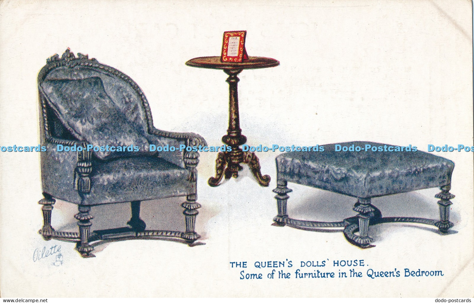 R029964 The Queens Dolls House Some of the Furniture in the Queens Bedroom Tuck