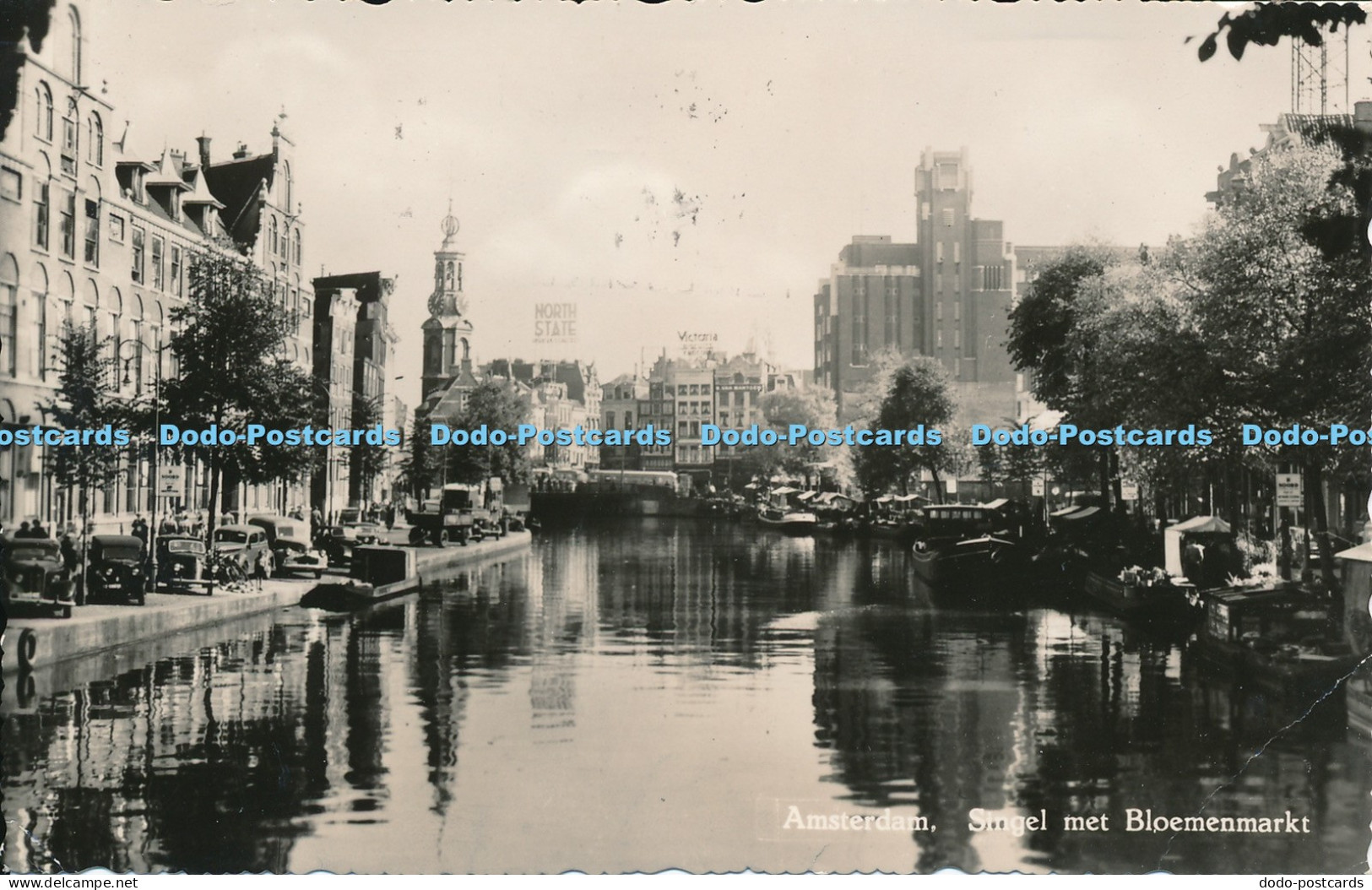 R034689 Amsterdam Singel met Bloemenmarkt H Greven 1956
