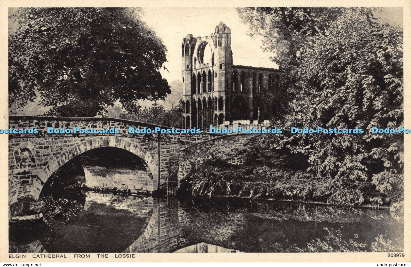 R039598 Elgin Cathedral from the Lossie Valentine