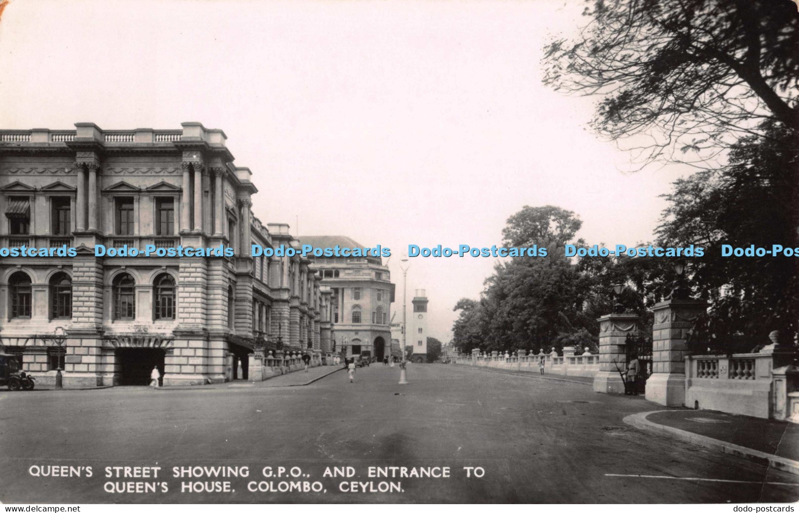 R043732 Queens Street Showing G P O and Entrance to Queens House Colombo Ceylon