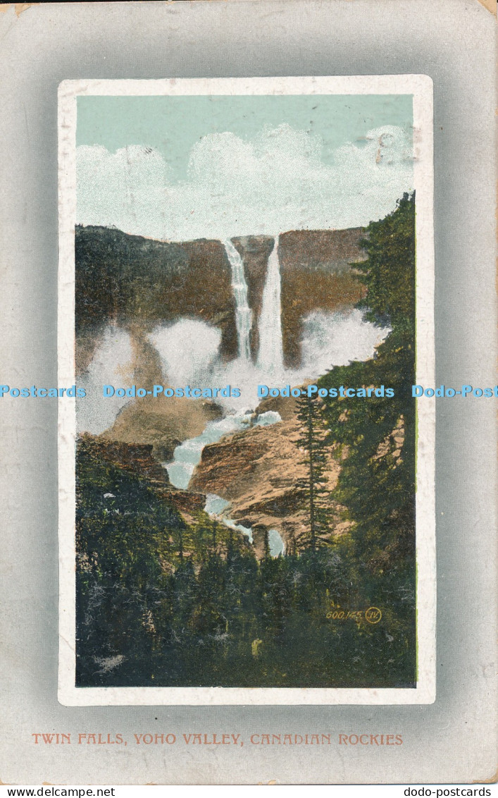 R046741 Twin Falls Yoho Valley Canadian Rockies Valentine 1916