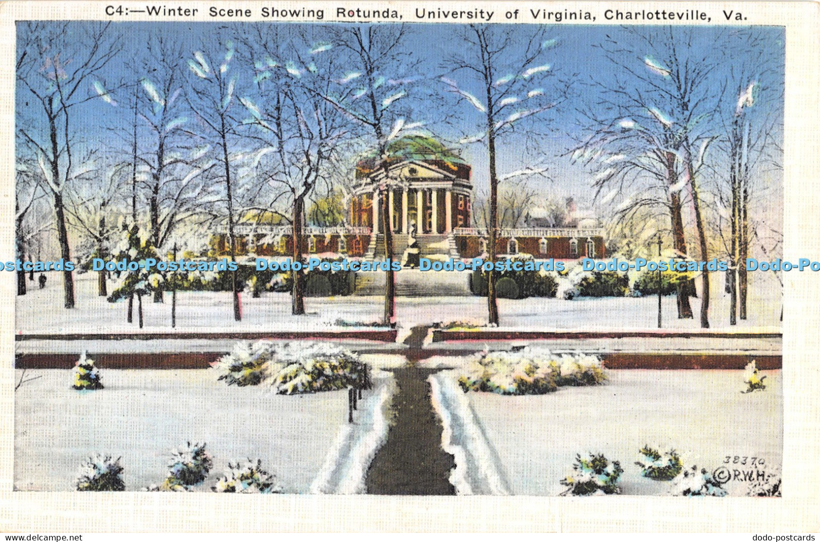 R054149 Winter Scene Showing Rotunda University of Virginia Charlotteville Va