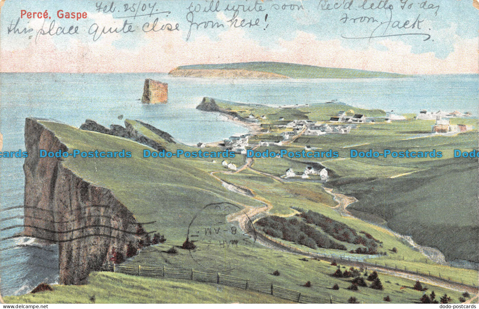 R140374 Perce. Gaspe. Illustrated Post Card. 1907