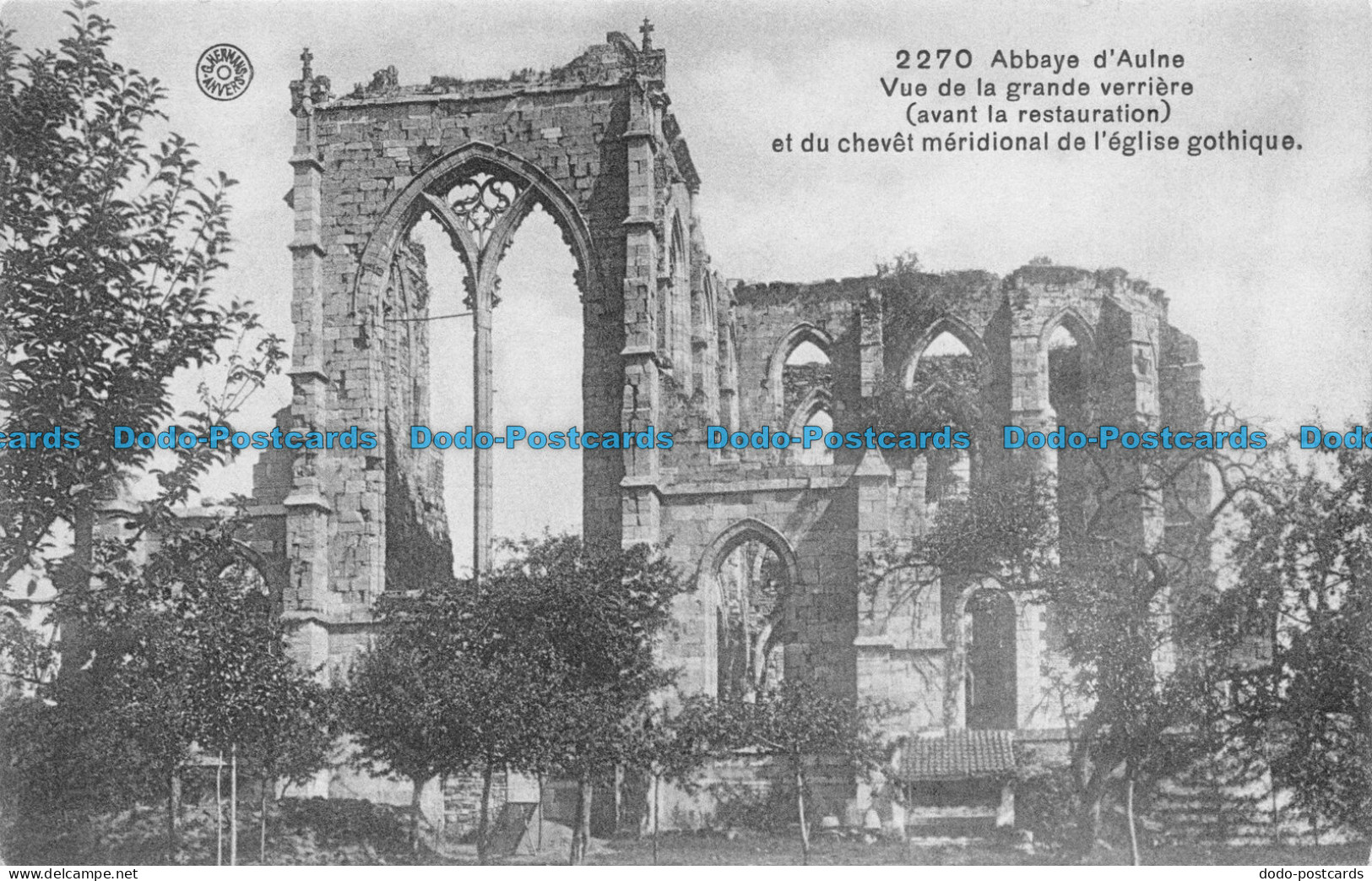 R145336 Abbaye d Aulne. Vue de la Grande Verriere et du Chevet Meridional de l E