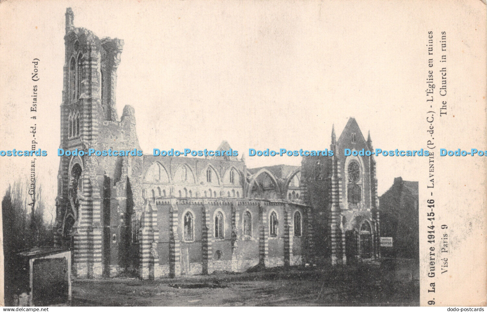 R230397 A Guequere Imp Ed A Estaires Nord La Guerre 1914 Laventie The Church In