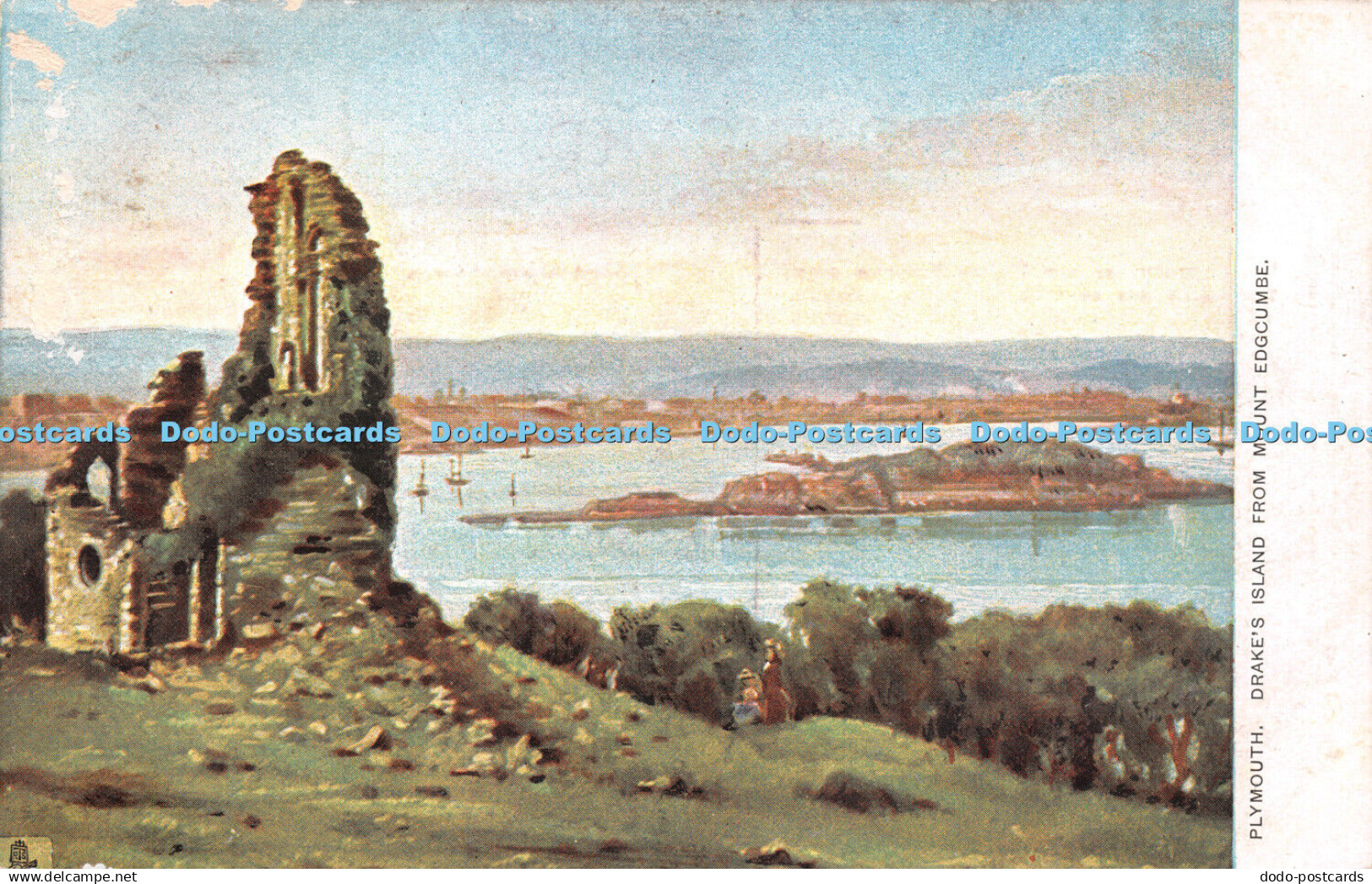 R233143 Plymouth Drakes Island From Mount Edgcumbe Tuck View Series 786 Plymouth