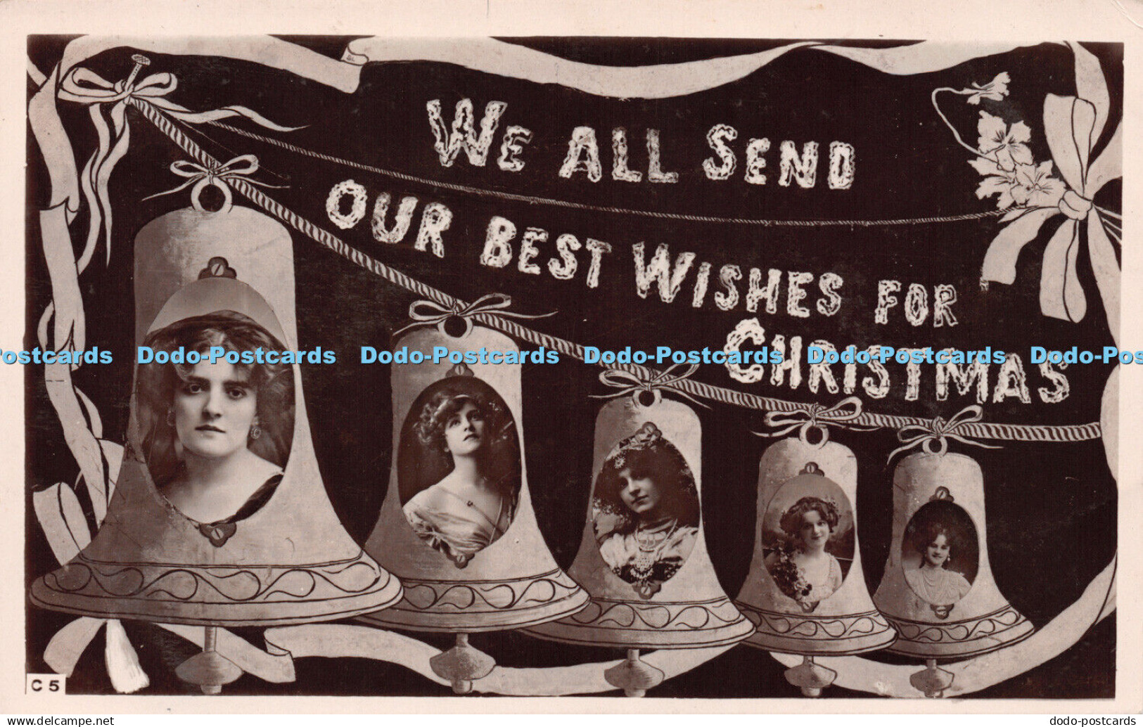 R250408 We All Send Our Best Wishes for Christmas Postcard