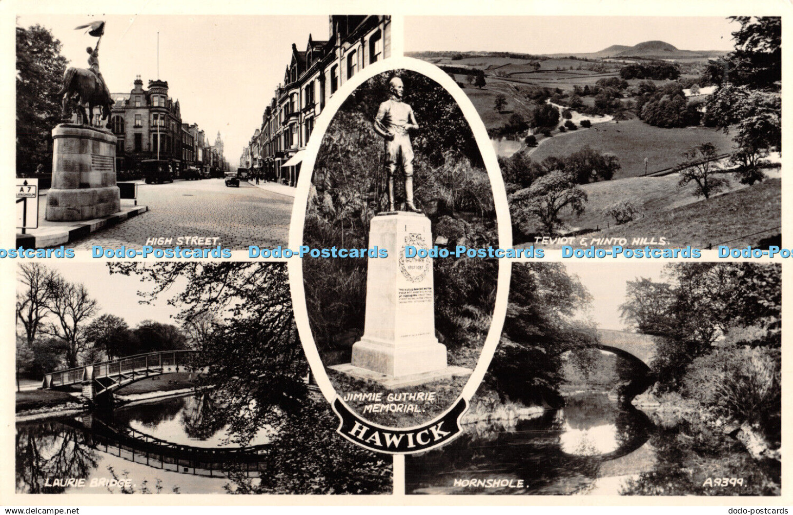 R385616 Hawick High Street Jimmie Guthrie Memorial Valentine RP Multi View