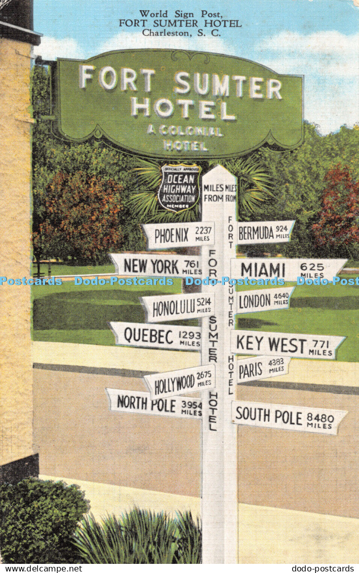 R406325 World Sign Post Fort Sumter Hotel Charleston S C E C Kropp 22067