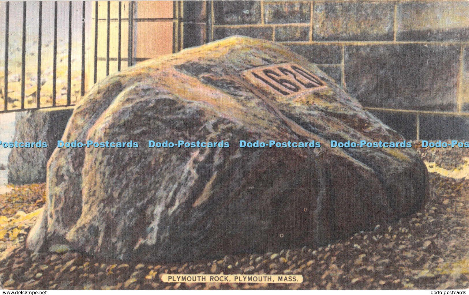 R429125 Plymouth Rock Plymouth Mass Souvenir Corp of America Gift Rama Colourpic