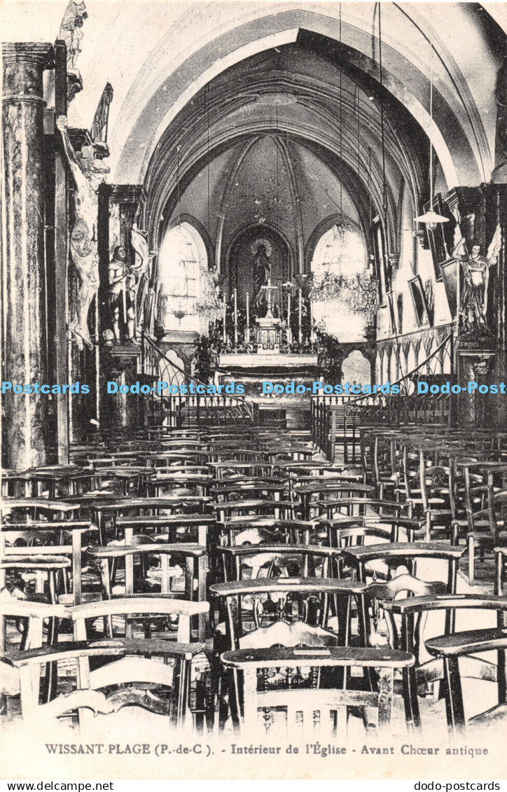 R430842 Wissant Plage P de C Interieur de lEglise Avant Choeur antique