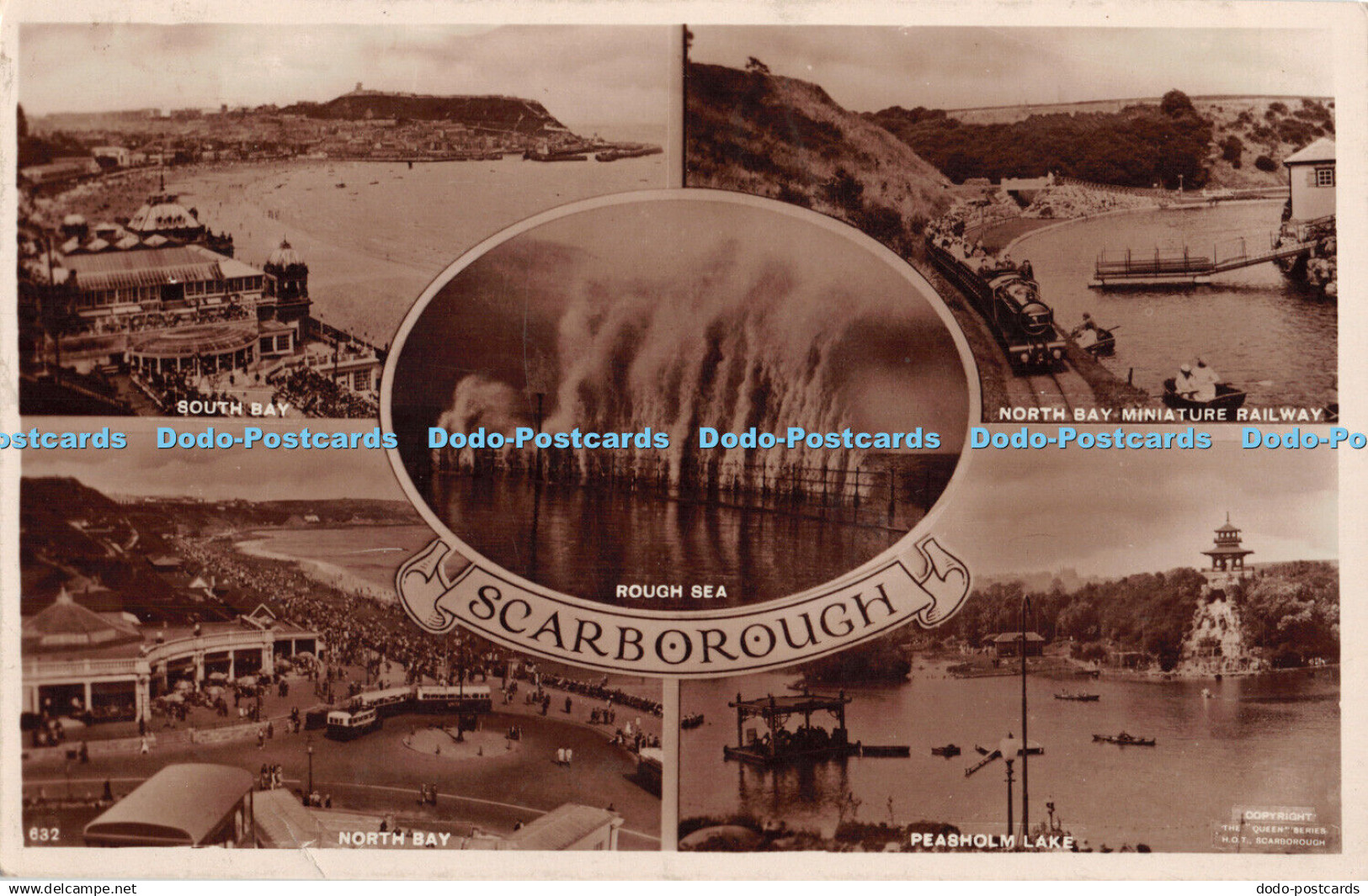 R466041 Scarborough Rough Sea South Bay North Bay RP Multi View 1935
