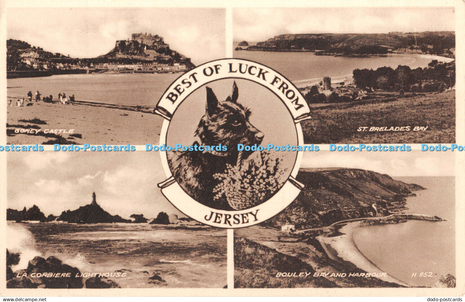 R466281 Best of Luck from Jersey La Corbiere Lighthouse St Brelades Bay Valentin