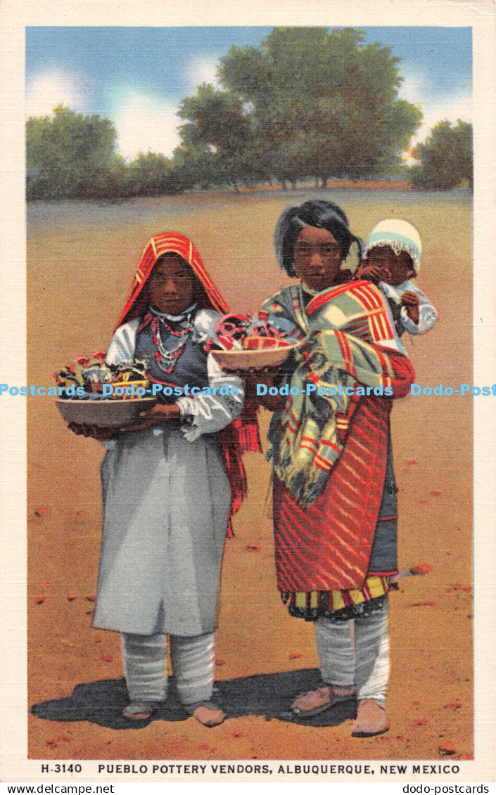 R482033 New Mexico Pueblo Pottery Vendors Albuquerque Fred Harvey