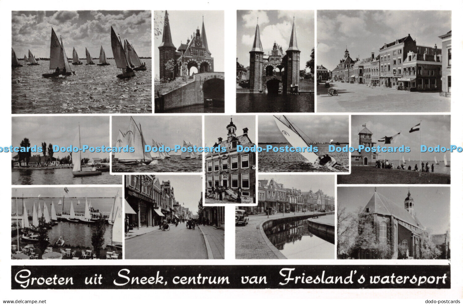 R483041 Groeten uit Sneek centrum van Friesland watersport G J Vries Van Leer Mu