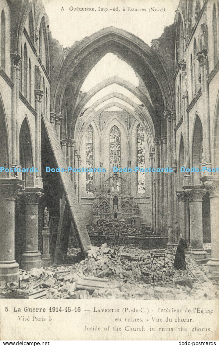 R611054 Laventie Inside of the Church in Ruins the Chorus Guerre 1914 A Guequier