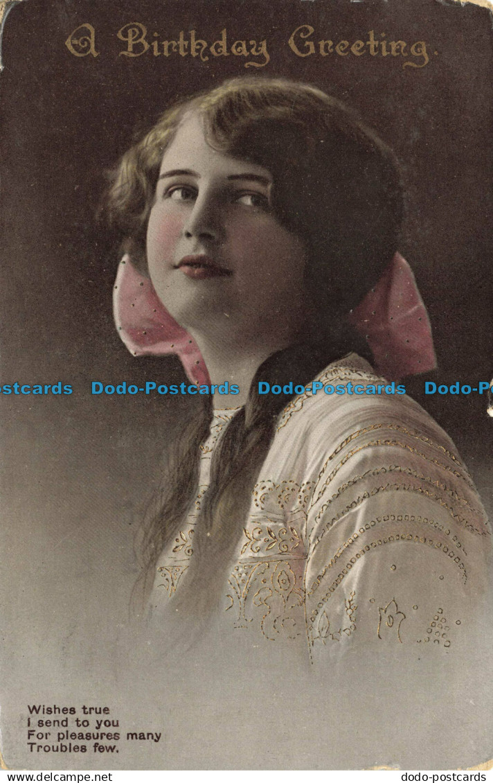 R625652 A Birthday Greeting. Wishes true I send to you. 1921