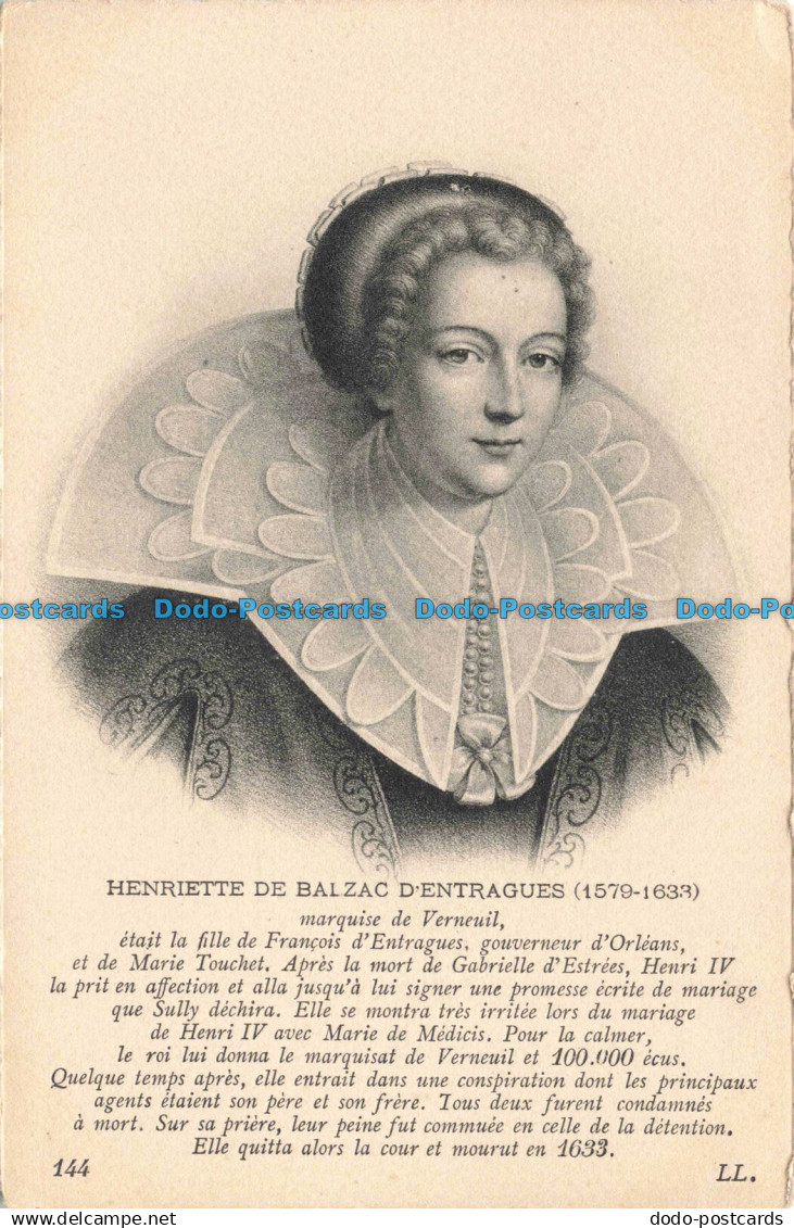 R669251 Henriette de Balzac d Entragues. Marquise de Verneuil. LL. 144